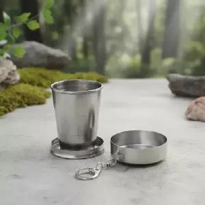 ( )캠핑 등산용 미니 접이식 물컵 75ml 스테인리스 자바라 휴대용 술잔