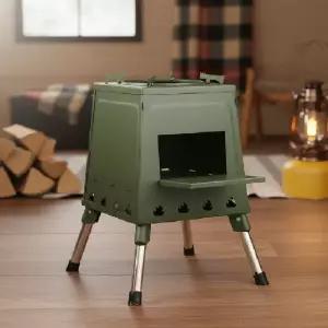 ( )접이식 캠핑 화목난로 26x34cm 고효율 불멍 장작 화로대 캠프용