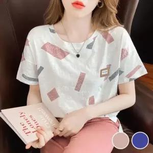 [RIZPICK]입체 플라워 올데이 투톤 사각 프린트 릴렉스핏 레이디스숏티