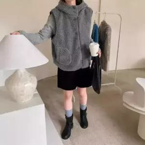 여친 패딩조끼 후드 램스울 조끼 도톰 기모 퍼 원픽1