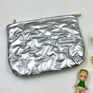 [애슬릿] 사각 파우치 리본 퀼팅 예쁜 화장품 지퍼 여행용