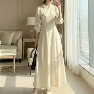 [신세계라이브쇼핑][옷자락] 여자 편안한 카페룩 데일리 후드 롱원피스