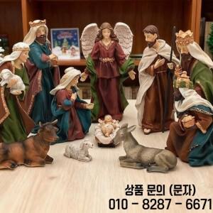 실감나는 11피스 18.5cm 피규어 세트 크리스마스 종교적 성탄 장면 가정 교회 테이블 휴일 선물용