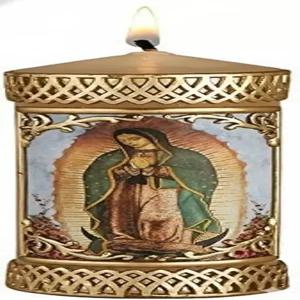 크리스천 브랜드 교회 용품 양초 윌과 바우머 데칼이 있는 손으로 장식한 가족 기도 파라핀 헌정 4.75인치