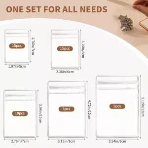 50개의 보석 보관 가방 재밀봉 가능한 PVC 투명 플라스틱 파우치 반지 귀걸이 팔찌 작은 포장용 변색 방지