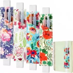 Crtiin 4피스 조절 가능한 탄성 밴드 펜 홀더 연필 하드커버 저널용 슬리브 파우치 신학기 선물용 노트북