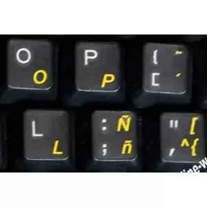 모든 노트북 컴퓨터 PC 데스크탑 노트북을 위한 스페인 라틴 아메리카 키보드 스티커 투명 배경 노란색