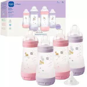 MAM 255.1g(9온스) 이지 스타트 배앓이 방지 와이드 넥 아기 젖병, 중간 유속 모유 수유 같은 젖꼭지, 배앓