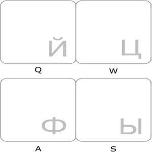 컴퓨터용 노트북 데스크탑 키보드를 위한 투명한 흰색 글자 키보드 스티커가 있는 온라인 환영 러시아어
