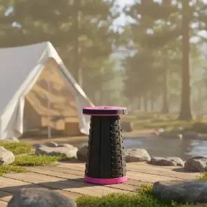 ( )높이조절 자바라 캠핑의자 핑크 접이식 휴대용 간이 의자 낚시 등산용