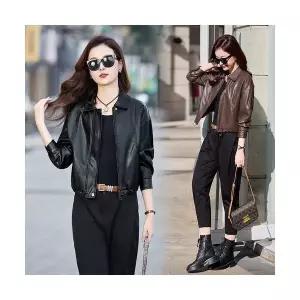 타노스여자 데일리룩 코트 가죽 무스탕 가을 봄 PU재킷 키작 KUK3 숏라이더