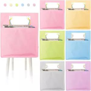 Gisgfim 6개 교실용 의자 포켓 19 x 17 인치 의자용 가방 초등학교 가정용품용 이름표 의자백 차트파스텔