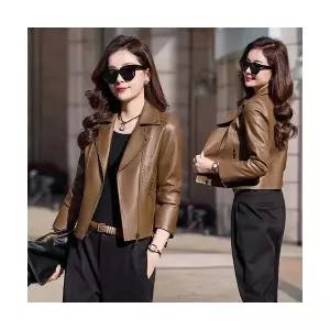 타노스여자 데일리룩 코트 가죽 무스탕 가을 PU라이더 키작 숏봄 빈티지 블랙 재킷 KUK3