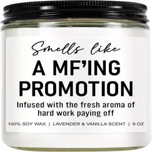 유니프트 재미있는 향초 승진 축하 여성 남성을 위한 새로운 일자리 선물 장식 9온스