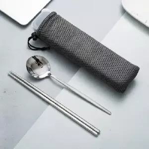 ( )스테인리스 커트러리 2세트 캠핑용 피크닉 수저통 보관함 세트