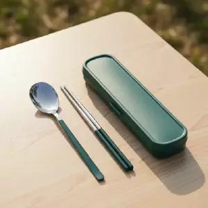 ( )실버 휴대용 수저세트 캠핑용 커트러리 도시락 젓가락 숟가락 세트