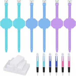 볼펜과 지우개가 있는 Gee 웨어러블 실리콘 시계 모양 메모 손목 밴드 수의사 간호사 선물 용품용 방수