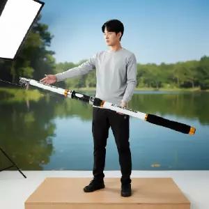 ( )초보용 민물 낚시대 2.4m 원투 루어대 휴대용 접이식 낚싯대 세트