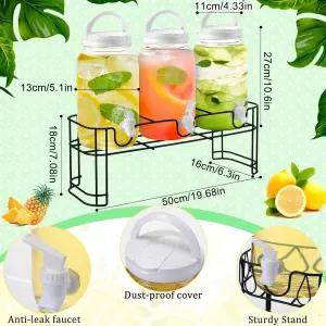 파티용 레모네이드 병 스피갓을 위한 견고한 금속 베이스 주스 디스펜서가 있는 스탠드 음료 탄레이드 3개