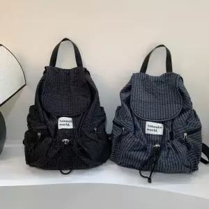 스파이더맨 여사친 학생 솔리드 체크 배낭 스트랩 스트리트 패션 핸드백 가방 경량 OPH5