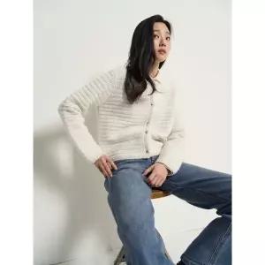 [매장정품] 빈폴 LADIES 트위드 라운드넥 카디건 - 아이보리