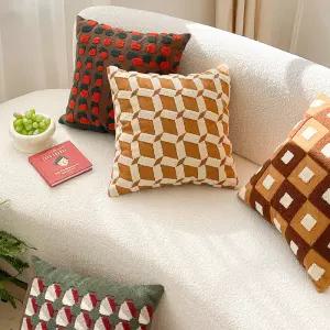 북유럽 체크 자수 쇼파 쿠션 커버 예쁜 모던 차량용