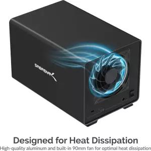 3.5인치 HDD/SSD 10Gbps USB-C DAS 트레이리스 핫 스왑 냉각 팬이 있는 알루미늄 인클로저 개별 전원