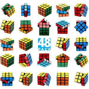 JOLLYFUN 48팩 미니 큐브 벌크 3.7cm(1.18인치) 파티 7.6cm(3 퍼즐 교실 3인치) x 생일 7.6 작은 선물 세트