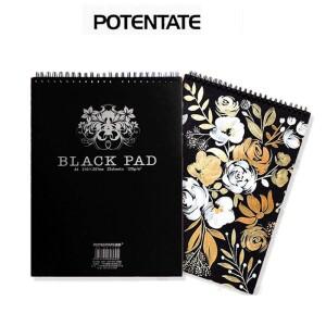 32 매 A4/A5 검정색 종이 스케치 드로잉 패드 120GSM 색연필 흑연 목탄 파스텔 용 나선형 바운드