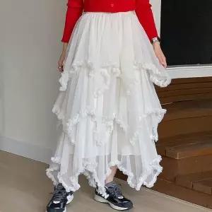 [하프클럽/셀러허브_여성트랜드패션]여자 발레코어 귀여운 프릴 티어드 샤