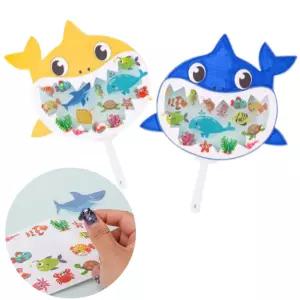5set 유아 아기상어 스티커 부채만들기 꾸미기 여름 재료 행사