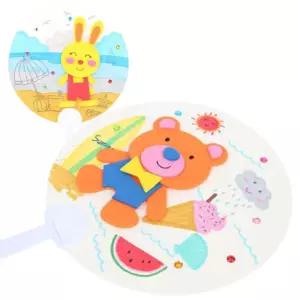 5set 동물 색칠놀이 eva 스티커 원형부채만들기 재료 유치원 손