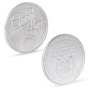 sourirevivre 실버 코인 골프마커 2개 세트 자석 거치 가능 행운의 네잎클로버