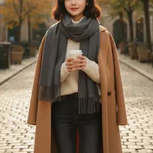 고급 남성 여성 커플 겨울 캐시미어 머플러 목도리 코디 선물