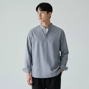 옥스포드 긴팔 헨리넥 셔츠