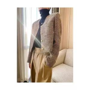 몰도 여자 봄 코트 트위드 프렌치 쇼트 상의 젠1