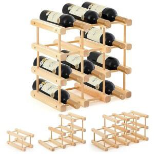 스팔리브르 12병 나무 와인 랙, 스태커블 모듈형 와인 랙, DIY 조립 와인 보관 랙, 내부 캐비닛 및 조리대용 와인 병 홀더