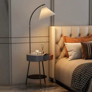 거실 북유럽 플로어스탠드 플로어 거실등 웨이브 등 실크 화이트 소파 LED조명