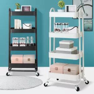 4단 헤어샵 피부샵 바퀴달린 이동선반 미장원 수건정리 왜건
