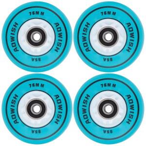 AOWISH 라이트 업 인라인 스케이트 휠, LED 롤러 플래시 야광 블레이드 교체 베어링 ABEC-9, 80mm 76mm 72mm, 파란색, 4팩