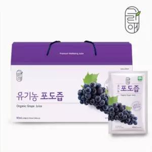 유기농 포도즙 100% 90mlX30팩 주스 천연 아이 간식 건강 음료 무설탕 무첨가 HACCP 엑기스 포도 과즙 원액
