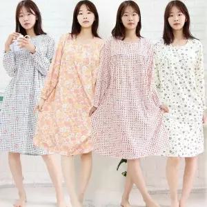 빅사이즈 양면 기모 피치 원피스(~99) 여성 홈웨어 파자마 원피스 잠옷 이지웨어