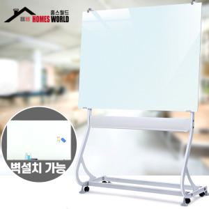 홈스월드 강화유리 화이트보드 난반사 자석칠판 이동식 벽설치가능