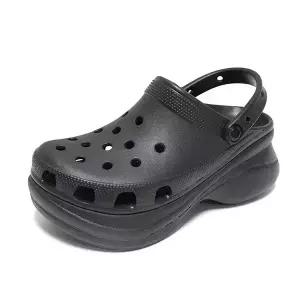 크록스 클래식 베이 클로그 샌들 블랙 여자 키높이 여름 신발 206302-001