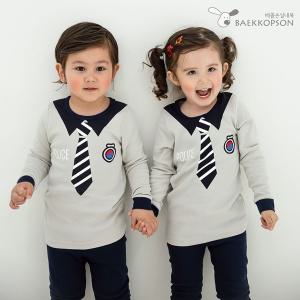 9부 면스판 긴팔 경찰 봄 가을 간절기 아기 아동 내의 실내복