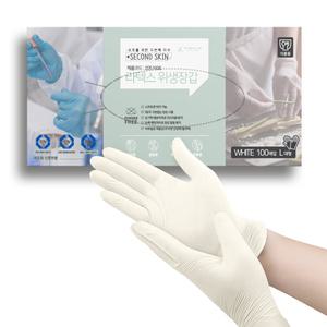프로덕트랩 세컨드스킨 라텍스 장갑 100매 식품용인증 일회용 위생 고무장갑 글러브 요리용