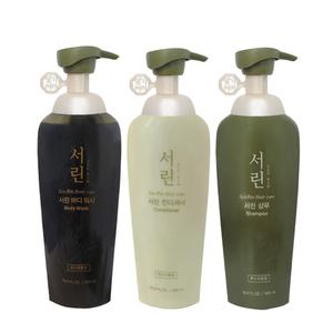 댕기머리 서린 샴푸 린스 바디워시 500ml 펌프형 한방샴푸 녹차추출물 보습
