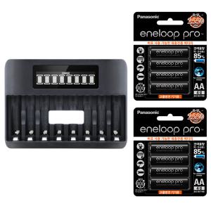 8구 LCD 급속충전기 + 에네루프 프로 AA 8알 충전지