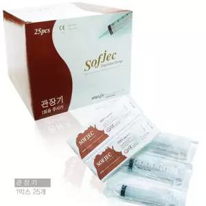 화진 일회용 관장기 관장 주사기(60cc) 1통(25개) 세정용