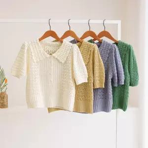 [잇수다] 헤난 펀칭 카라 퍼프 반팔 니트